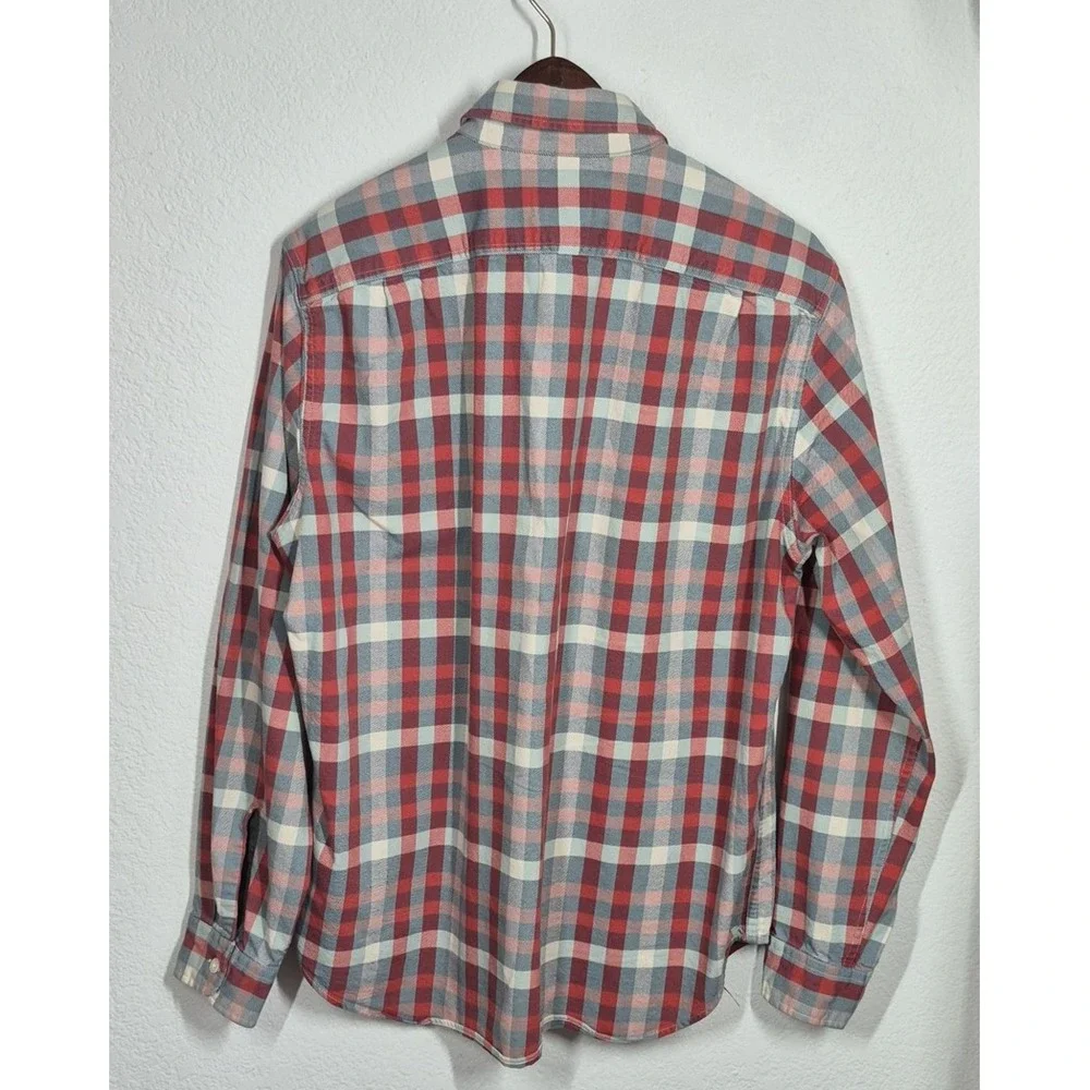 J Crew Shirt Mens‎ Large Red Blue Plaid Heavyweight Flannel Button Up Casual